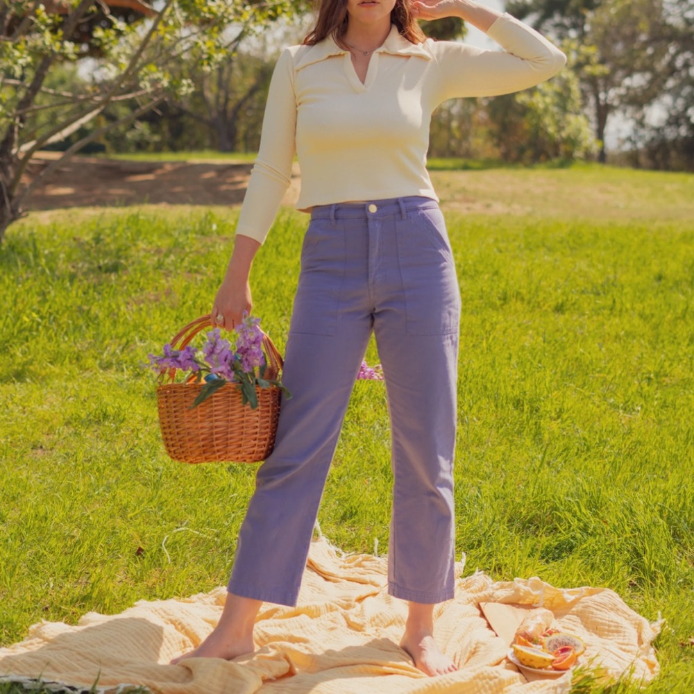 Big Bud Press Lavender High-Rise Straight Crop Pants